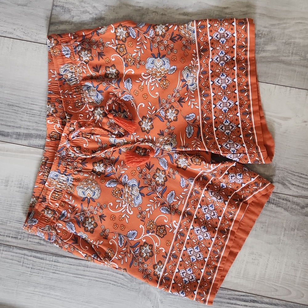 J.Jill Printed Shorts Sienna Orange/Floral  XS